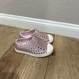 Native Pink Glitter Slip-On Kids Shoes